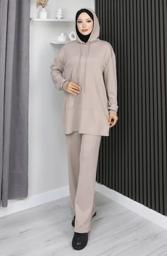 Oysho Kumaş ikili Tesettür Takım 2168-01 Vizon