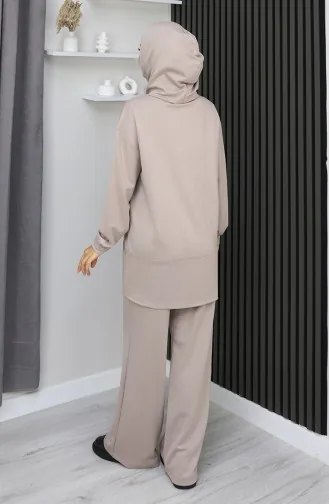 Oysho Kumaş ikili Tesettür Takım 2168-01 Vizon