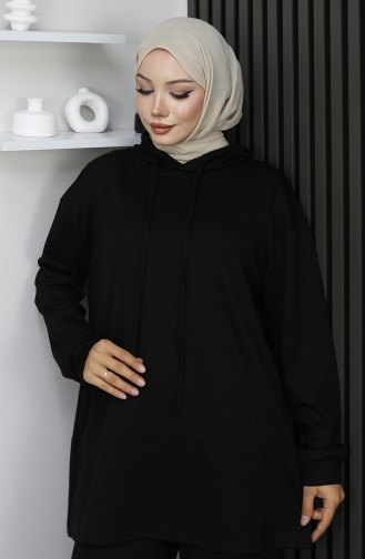 بدلة حجاب من قطعتين من قماش أويشو 2168-03 أسود 2168-03