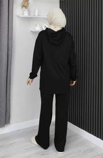 بدلة حجاب من قطعتين من قماش أويشو 2168-03 أسود 2168-03