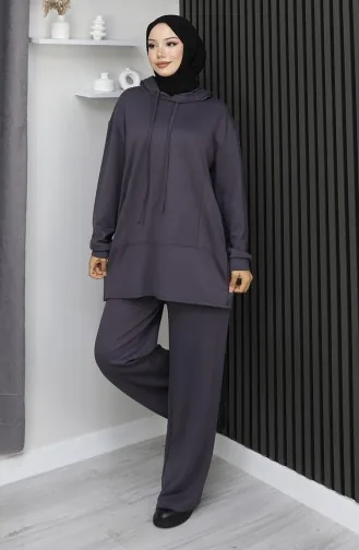 Oysho Stoff Zweiteiliger Hijab-Anzug 2168-04 Anthrazit 2168-04