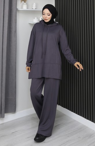 بدلة حجاب من قطعتين من قماش أويشو 2168-04 أنثراسايت 2168-04