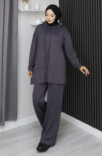 Oysho Stoff Zweiteiliger Hijab-Anzug 2168-04 Anthrazit 2168-04