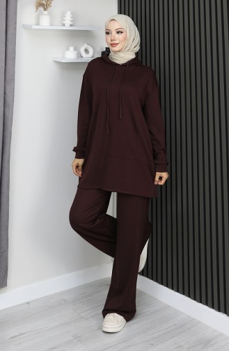 بدلة حجاب من قطعتين من قماش أويشو 2168-05 بني 2168-05