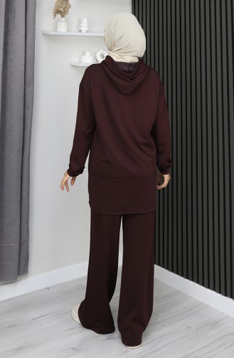 بدلة حجاب من قطعتين من قماش أويشو 2168-05 بني 2168-05