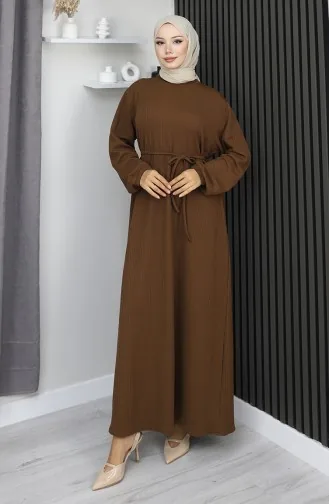 Burgundy Fabric Elastic Sleeve Hijab Dress 2170-03 Tan 2170-03