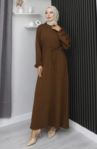 Burgundy Fabric Elastic Sleeve Hijab Dress 2170-03 Tan 2170-03