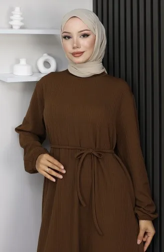 Burgundy Fabric Elastic Sleeve Hijab Dress 2170-03 Tan 2170-03