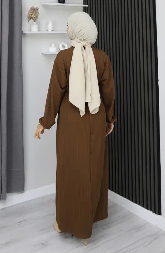 Burgundy Fabric Elastic Sleeve Hijab Dress 2170-03 Tan 2170-03