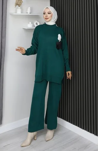 Ensemble Deux Pièces En Maille Tunique à Col Roulé Et Pantalon Référence 1015-08 Couleur Pétrole 1015-08