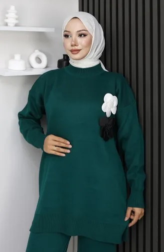 Ensemble Deux Pièces En Maille Tunique à Col Roulé Et Pantalon Référence 1015-08 Couleur Pétrole 1015-08