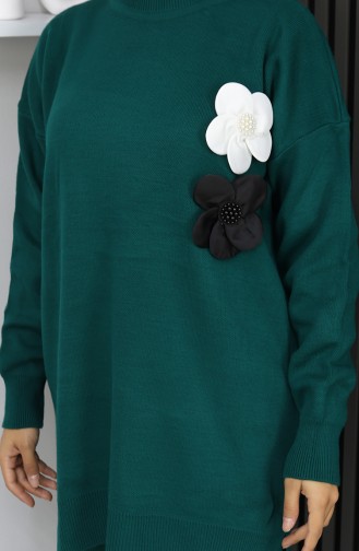 Knitwear Turtleneck Tunic Trousers Two Piece Suit 1015-08 Petrol 1015-08