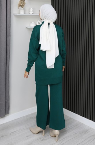 Knitwear Turtleneck Tunic Trousers Two Piece Suit 1015-08 Petrol 1015-08