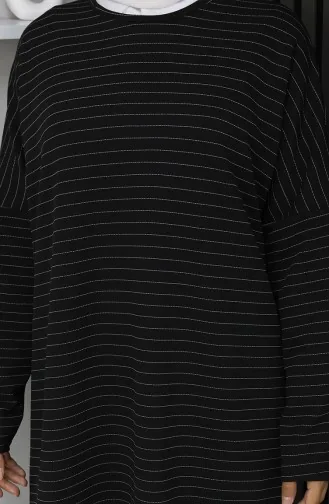 Seasonal Basic Striped Relaxed Cut Tunic 8764-01 Black 8764-01