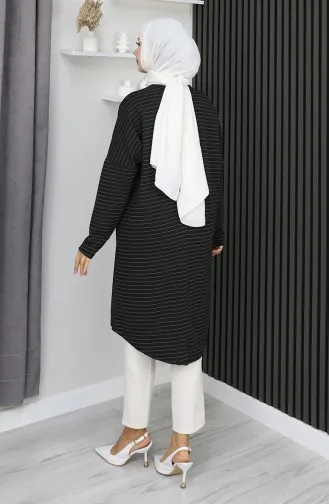Seasonal Basic Striped Relaxed Cut Tunic 8764-01 Black 8764-01
