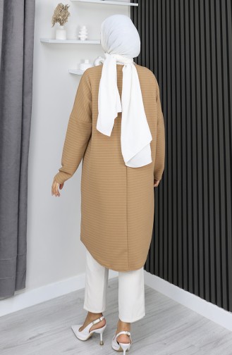 Tunique Rayée Basique De Saison Coupe Décontractée 8764-02 Café Au Lait 8764-02