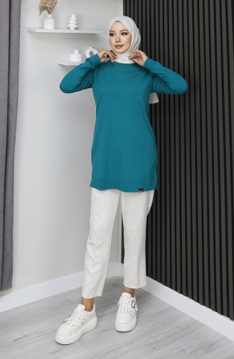 Araboy Sports Combed Cotton Tunic 9127-01 Petrol 9127-01