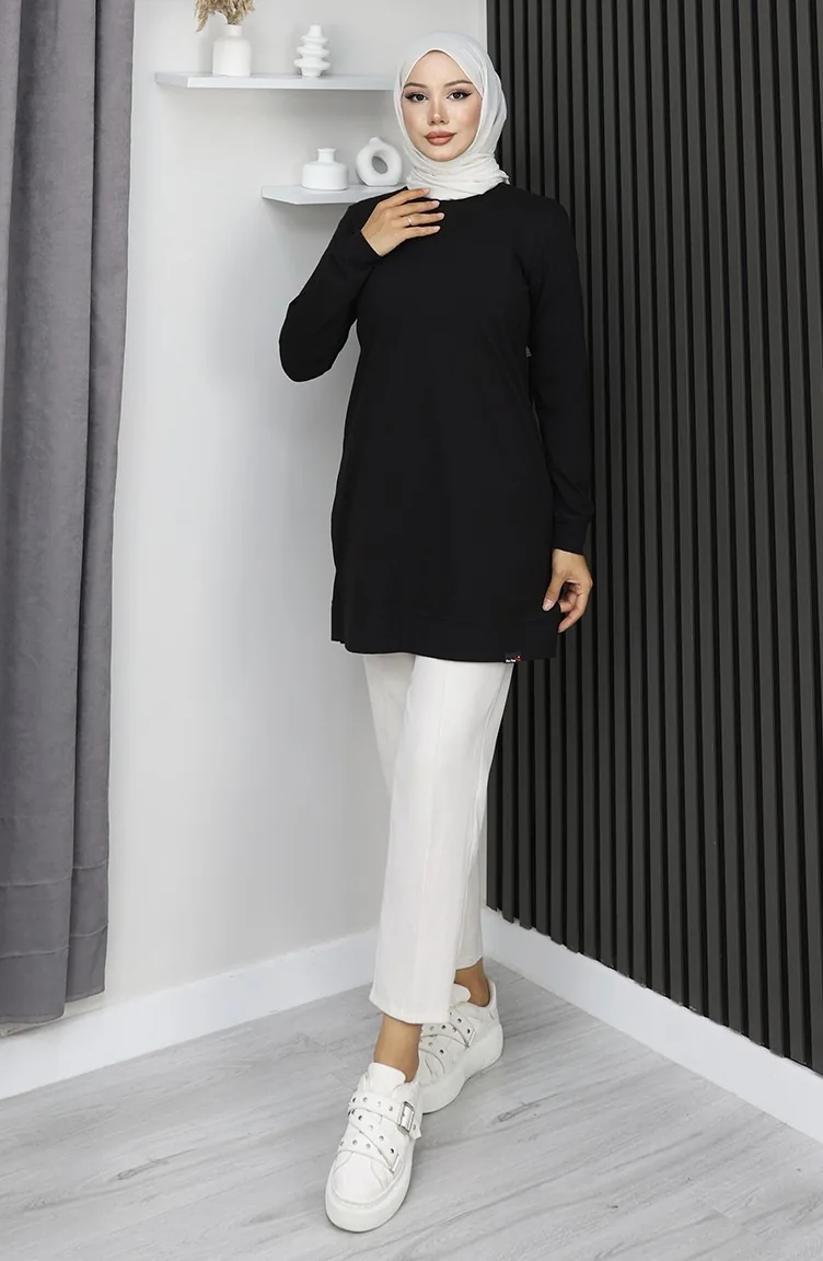 Araboy Sports Tunika Aus Gekämmter Baumwolle 9127-02 Schwarz 9127-02
