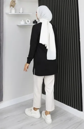 Araboy Sports Tunika Aus Gekämmter Baumwolle 9127-02 Schwarz 9127-02
