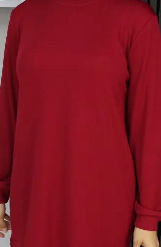 Geribbelde Tuniek Met Splitdetail 9128-01 Bordeauxrood 9128-01
