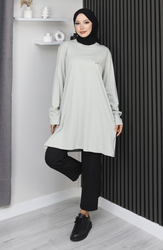 تونيك قطني ممشط مطبوع رقميًا مقاس كبير 9134B-01 حجري 9134B-01