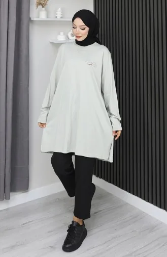 Plus Size Digital Printed Combed Cotton Tunic 9134B-01 Stone 9134B-01