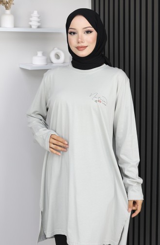 تونيك قطني ممشط مطبوع رقميًا مقاس كبير 9134B-01 حجري 9134B-01