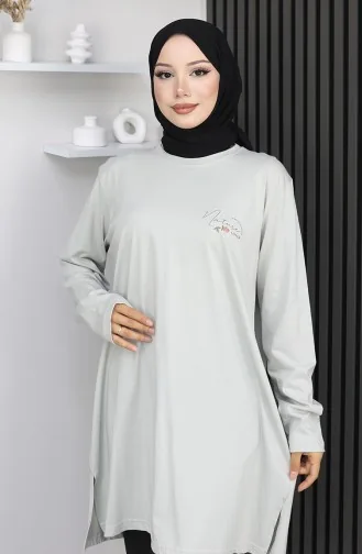 Plus Size Digital Printed Combed Cotton Tunic 9134B-01 Stone 9134B-01