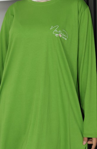 تونيك قطني ممشط مطبوع رقميًا مقاس كبير 9134B-02 أخضر 9134B-02