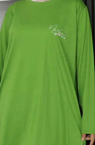 Plus Size Digitaal Bedrukte Gekamde Katoenen Tuniek 9134B-02 Groen 9134B-02