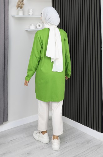 تونيك قطني ممشط مطبوع رقميًا مقاس كبير 9134B-02 أخضر 9134B-02