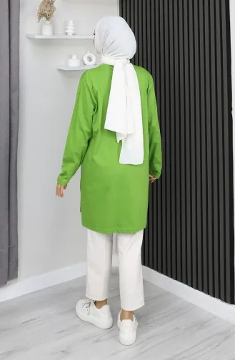 Plus Size Digitaal Bedrukte Gekamde Katoenen Tuniek 9134B-02 Groen 9134B-02