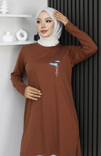 Digital Fabric Slit Tunic 9135-01 Brown 9135-01
