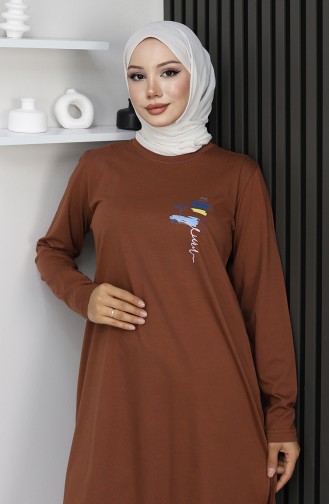 تونيك رقمي من القماش بفتحة 9135-01 بني 9135-01