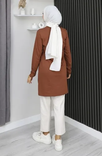 Digital Fabric Slit Tunic 9135-01 Brown 9135-01