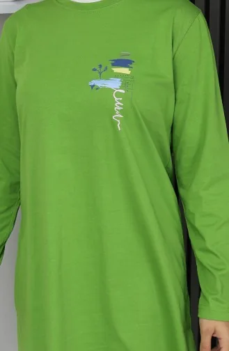 Dijital Kumaş Yırtmaçlı Tunik 9135-03 Yeşil