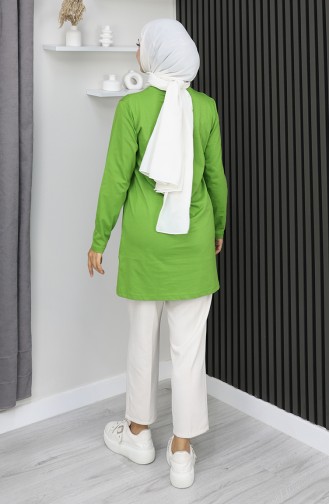 تونيك رقمي من القماش بفتحة 9135-03 أخضر 9135-03