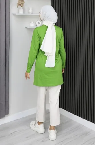 Dijital Kumaş Yırtmaçlı Tunik 9135-03 Yeşil