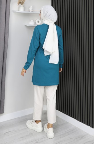 تونيك رقمي من القماش بفتحة 9135-04 بترولي 9135-04