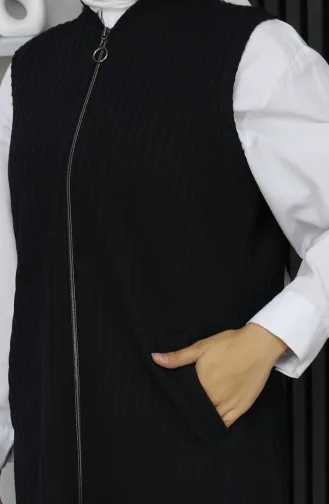 Gestreept Gewatteerd Mouwloos Vest 5101-01 Zwart 5101-01