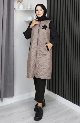 Gilet Matelassé à Capuche Et Fermeture éclair 5108-01 Vison 5108-01