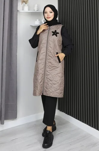 Gilet Matelassé à Capuche Et Fermeture éclair 5108-01 Vison 5108-01