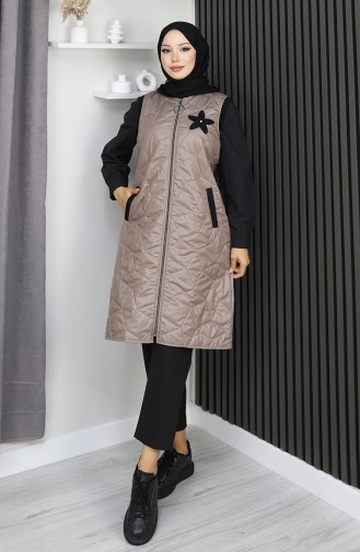 Gilet Matelassé à Capuche Et Fermeture éclair 5108-01 Vison 5108-01