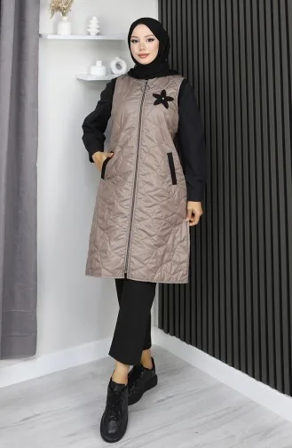 Gilet Matelassé à Capuche Et Fermeture éclair 5108-01 Vison 5108-01