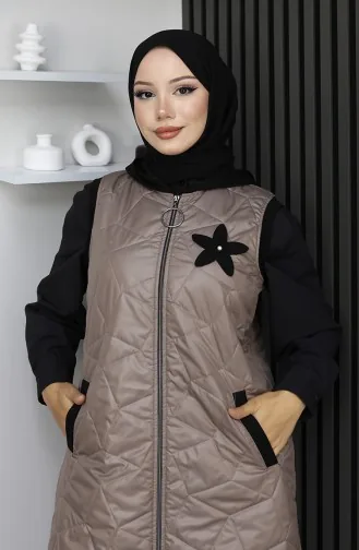 Gilet Matelassé à Capuche Et Fermeture éclair 5108-01 Vison 5108-01