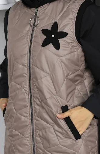 Gilet Matelassé à Capuche Et Fermeture éclair 5108-01 Vison 5108-01