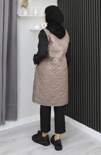 Gilet Matelassé à Capuche Et Fermeture éclair 5108-01 Vison 5108-01