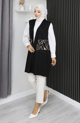 Gilet Sans Manches Imprimé Pierre 5110-01 Noir 5110-01