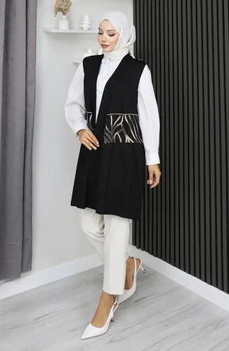 Gilet Sans Manches Imprimé Pierre 5110-01 Noir 5110-01