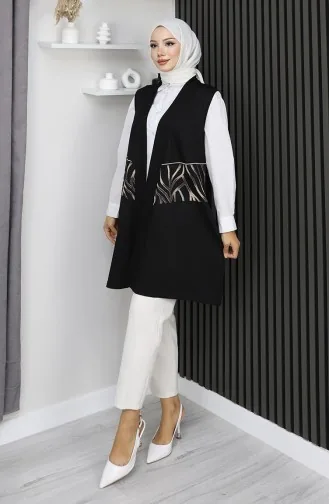 Gilet Sans Manches Imprimé Pierre 5110-01 Noir 5110-01